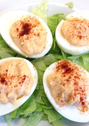 A picture of Devilled Eggs (diet version!).