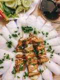 Banh Hoi with Grilled Vegetarian Ribs