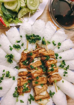 Hình của món Bánh hỏi sườn chay đun.