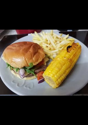 A picture of Steak Burger with Salsa Topping. 😍😃.