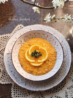 Фото Тыквенная каша с яблоком и апельсиновым соком🧡.
