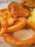 Fritura de Berenjena y Aros de Cebolla rebozados con pasta Orly