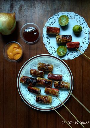 Foto resep Crab stick &chikuwa skewer