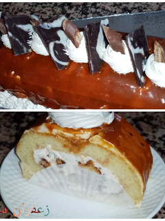 صورة لوصفة كيك رولي بكريمة رائعة وتزين بسيط