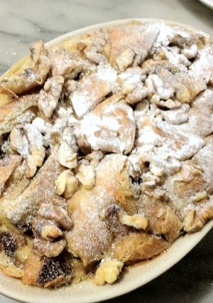 A picture of Croissant Nutella Pecan Pudding.