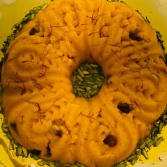 A picture of Rava Kesari (semolina and saffron pudding)# South Indian recipe contest.