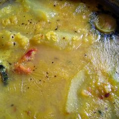 A picture of Bitter and bottle gourd moong daal.