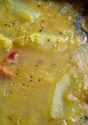 A picture of Bitter and bottle gourd moong daal.