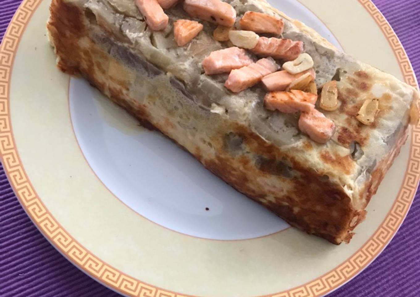 "Mousakás"light, o pastel de berenjena y salmón