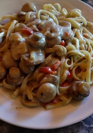 Una foto de Tallarines con Yogur y Champiñones