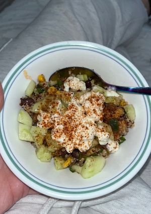 A picture of Southwest Quinoa salad with zesty lime dressing.