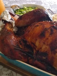 Una foto de Pavo relleno al horno con papas rústicas