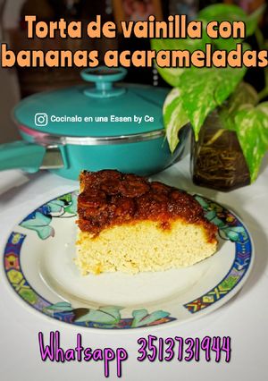 Una foto de Torta de vainilla con bananas acarameladas 🍌 en Essen 😍