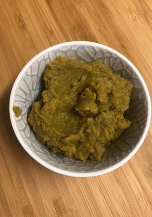 Une photo de Purée patate douce haricot vert