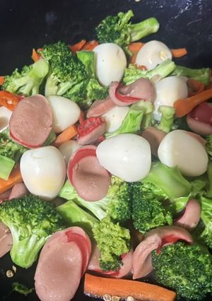 Foto resep Cah brokoli, sosis, telur puyuh