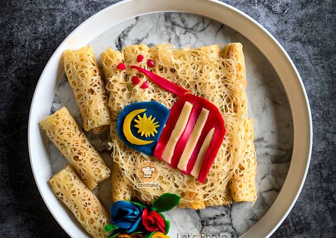 Langkah Mudah untuk Menyiapkan Roti Jala Berinti Malaysia Prihatin (W.P Kuala Lumpur) Anti Gagal