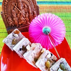 A picture of Homemade steamed chocolate sandesh.