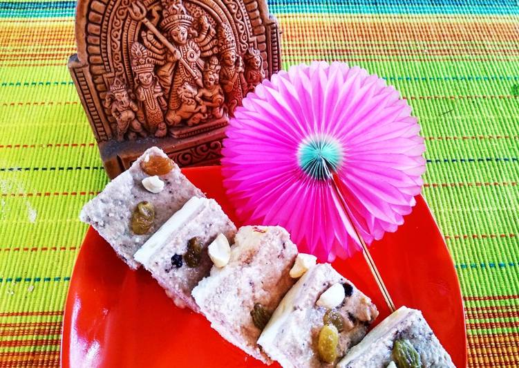 Homemade steamed chocolate sandesh