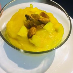 A picture of Mango Shrikhand with Dry Fruits.
