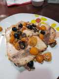 Swordfish with Cherry Tomatoes and Olives