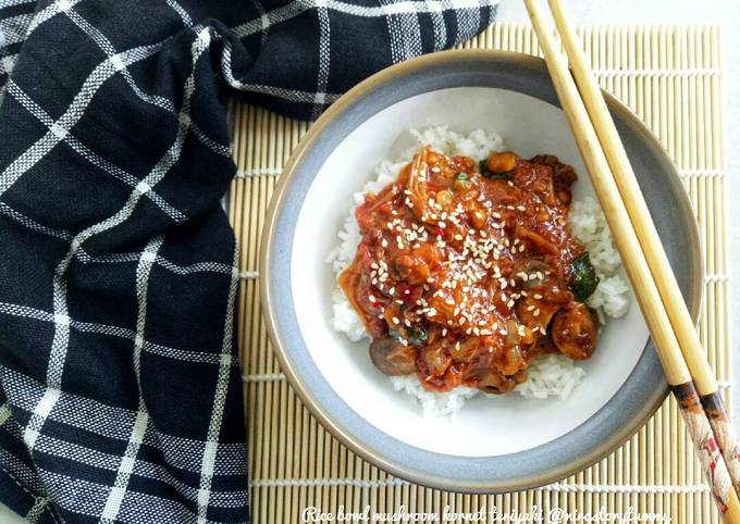 Langkah Mudah untuk Menyiapkan Rice bowl mushroom kornet teriyaki Anti Gagal