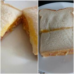 A picture of My Hot & Cold Sandwich, Cold Ham, Cheese & Fried Egg 🍳.