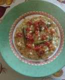 Risotto con asparagi e briciole di bacon croccante