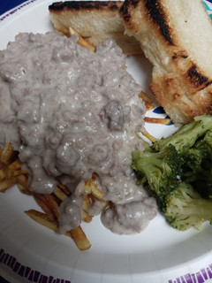 A picture of Beef Stroganov or Beef Stroganoff.