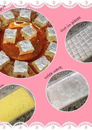 A picture of Kesariya Nariyal KI Burfi { Coconut 🥥 Burfi }.