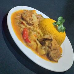 A picture of Couscous with cabbage sauce.