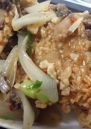 Hình của món Cơm cháy Ninh Bình sốt thịt bò .