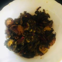 A picture of Bitter gourd potato stir fry(ucche aaloo bhaja).