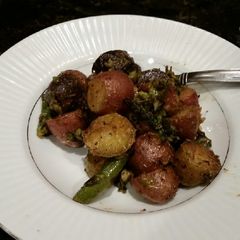 A picture of Brad's mustard sage roasted fingerlings.