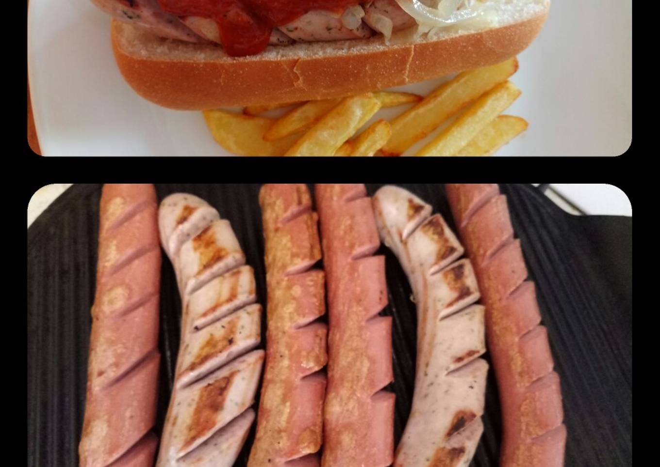 Frankfurter and bratwurst mixed grill with my currywurst sauce