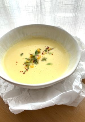 Una foto de Crema de maíz y coco