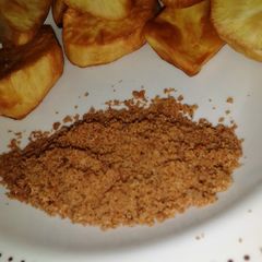 A picture of Potatoes and groundnut cake.
