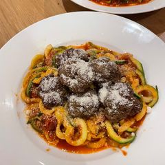 A picture of Courgetti and Meatballs.