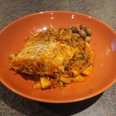 A picture of Cod in Olive Oil with Potatoes.