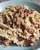 Pasta Mafalde di Napoli con butifarra, boletus y parmesano