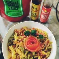 A picture of Spiral veg pasta.