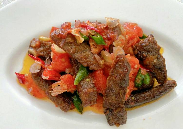 Tumis daging rumahan tanpa ribet tanpa ngulek #idemakansiang