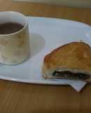 Meat Pie with hot chocolate