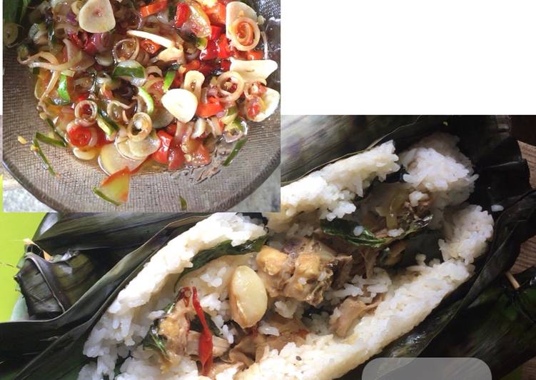 Nasi bakar dengan sambal matah