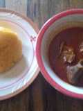 Banga soup with starch