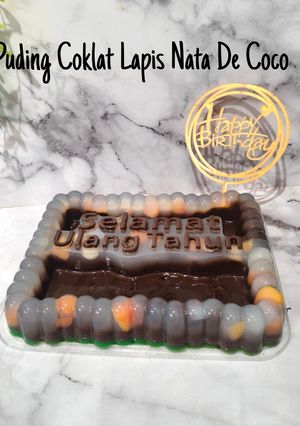 Foto resep 571. Puding Coklat Lapis Buah