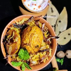 A picture of Egg dum biryani(restaurant style).