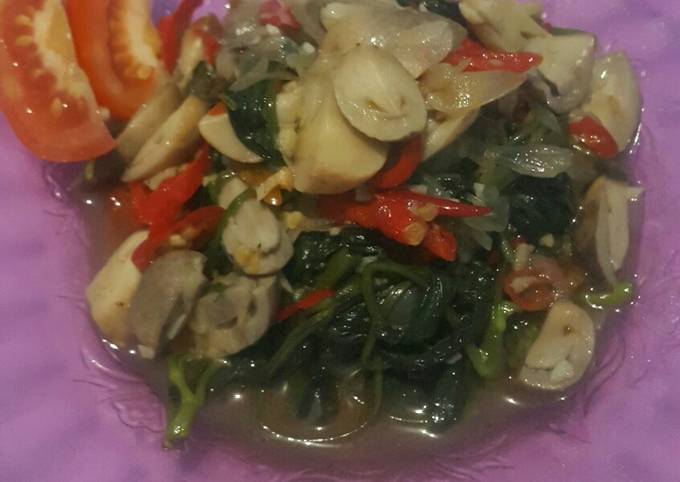 Cara Masakan Resep Tumis kangkung cah jamur