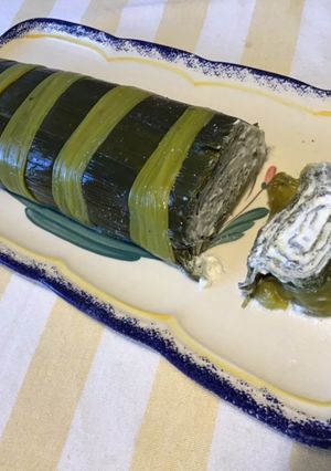Une photo de Roulé de poireaux façon bûche à la ricotta,basilic et épices italiennes