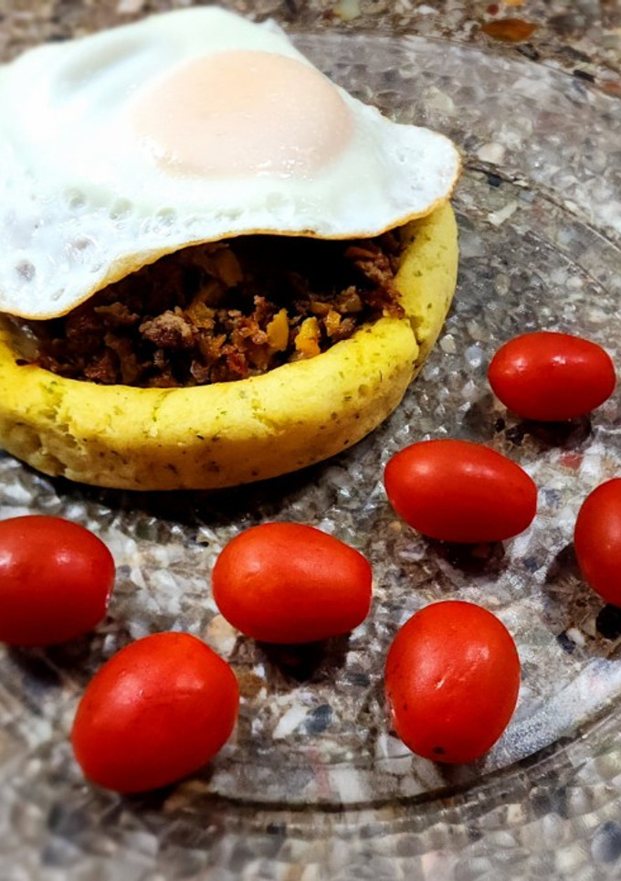 Una foto de 🪹🥚🥔 Niditos de papa relleno con carne picada 🥔🥚🪹 ó Pastel de papa v2.0 😂