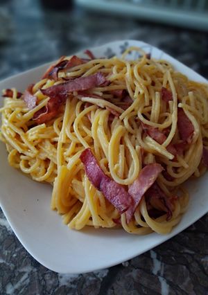 Una foto de Pasta a la carbonara